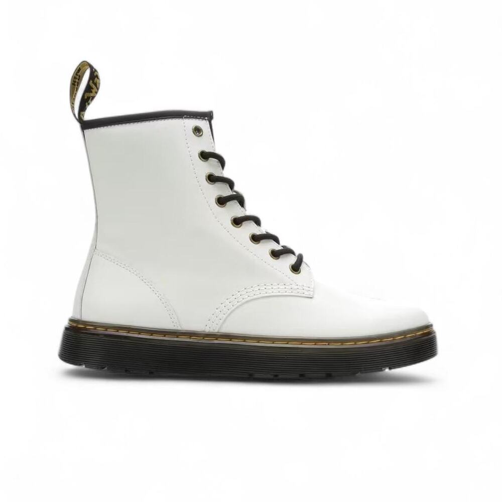 Dr. Martens Zavala Combat Boots White Women's 7 Men's 6 Lace Up Leather Festival